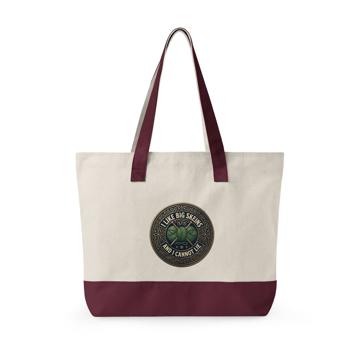 Zippered Canvas Tote - 'I like big skeins and I cannot lie'