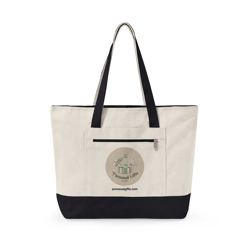 Zippered Canvas Tote - "Keep Calm and Carry Yarn"