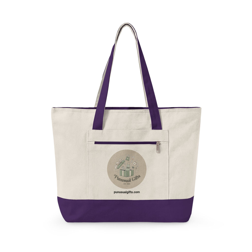 Zippered Canvas Tote - "Keep Calm and Carry Yarn"