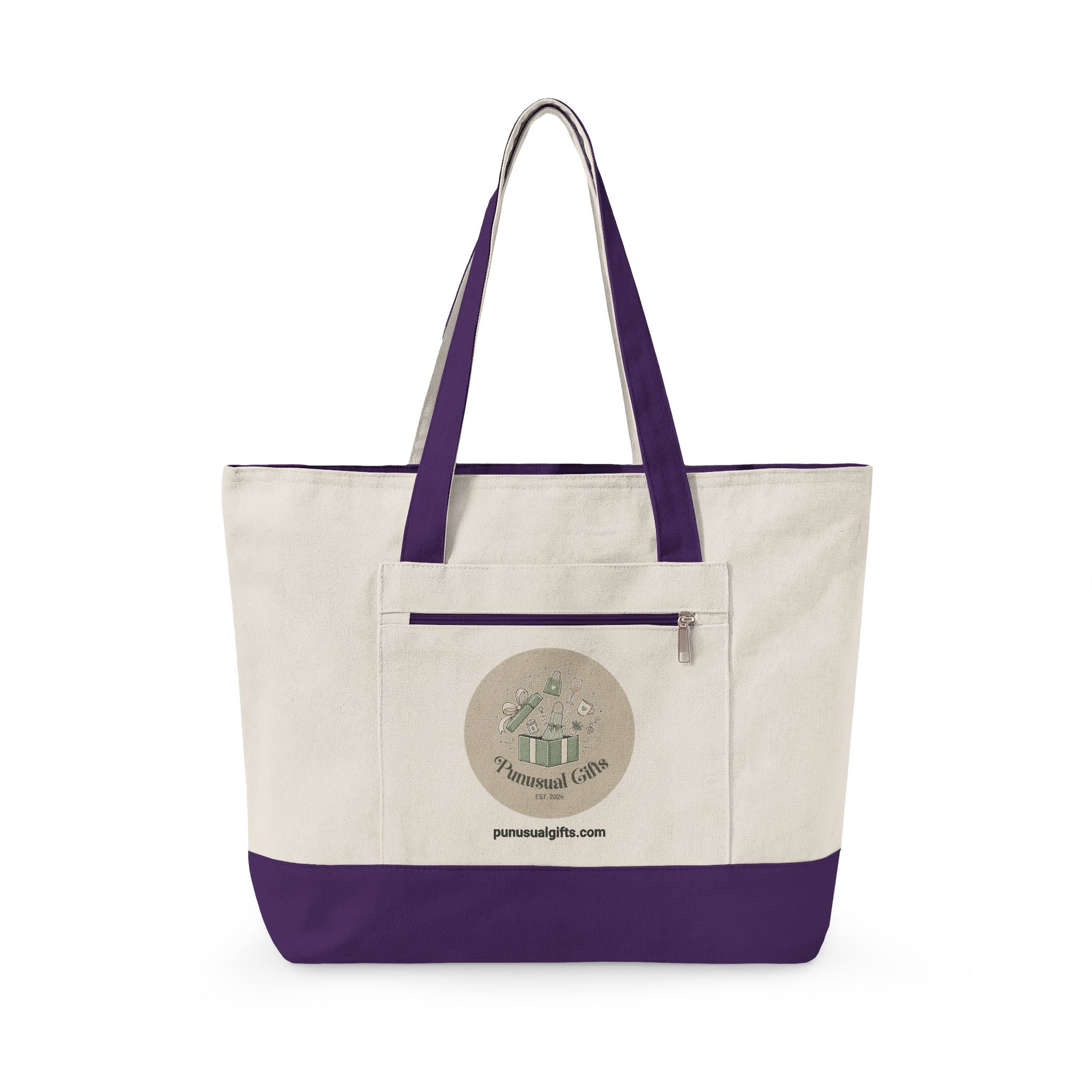 Zippered Canvas Tote - "Keep Calm and Carry Yarn"