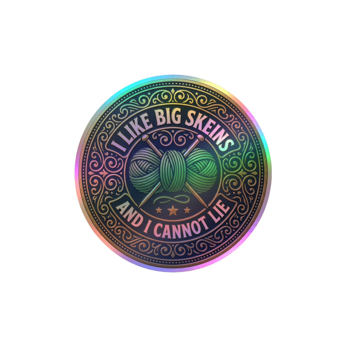 Kiss-Cut Vinyl Decal — “I Like Big Skeins and I Cannot Lie” Knitting Sticker