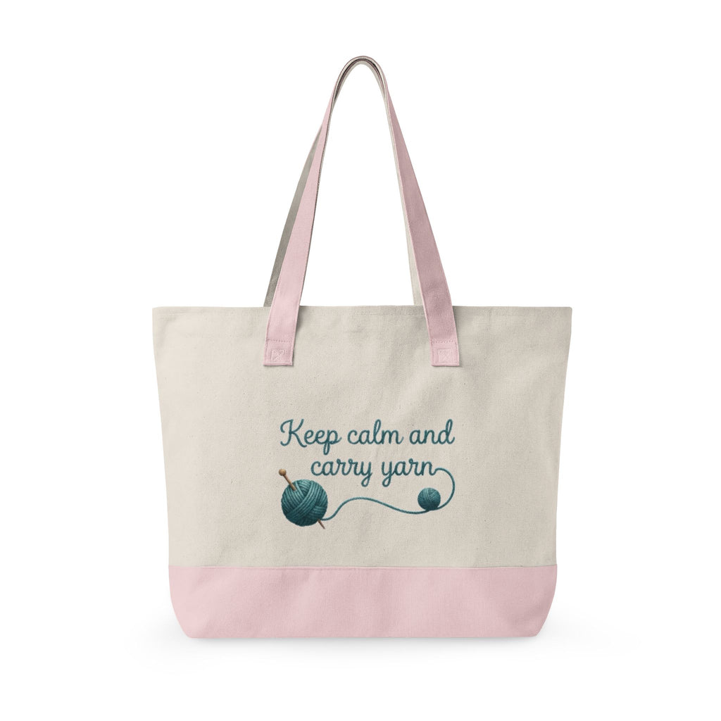 Zippered Canvas Tote - "Keep Calm and Carry Yarn"