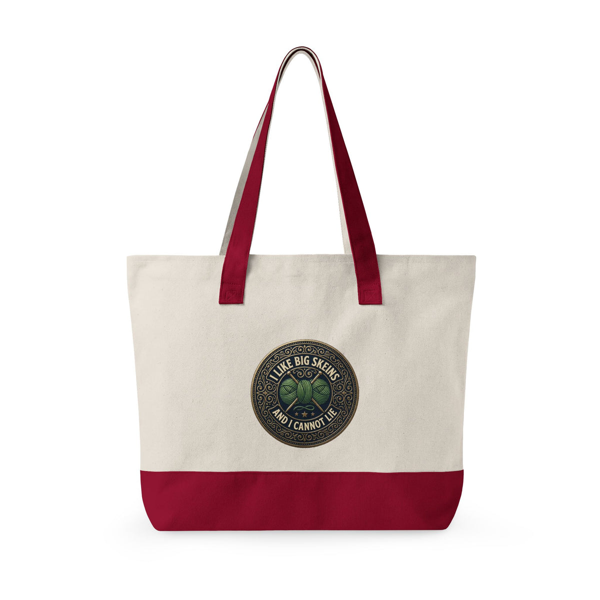 Zippered Canvas Tote - 'I like big skeins and I cannot lie'