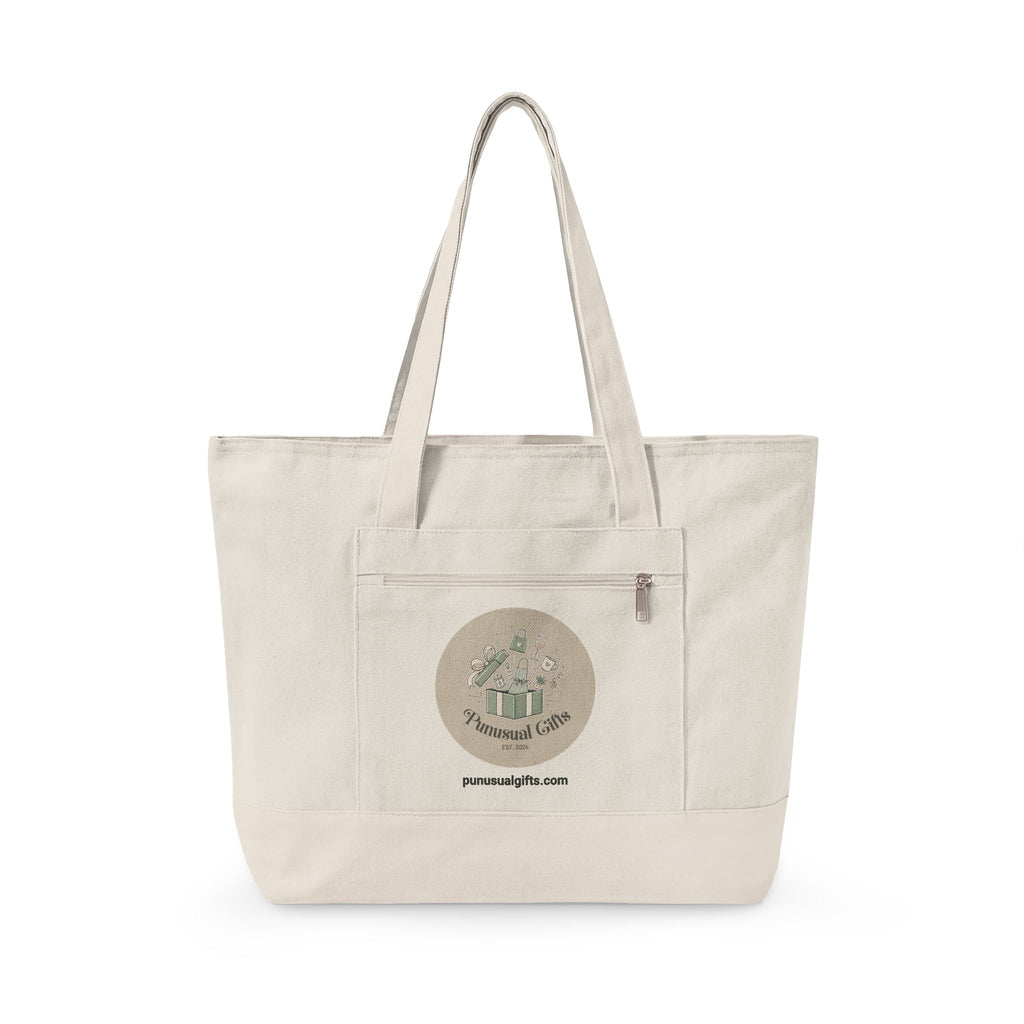 Zippered Canvas Tote - "Keep Calm and Carry Yarn"