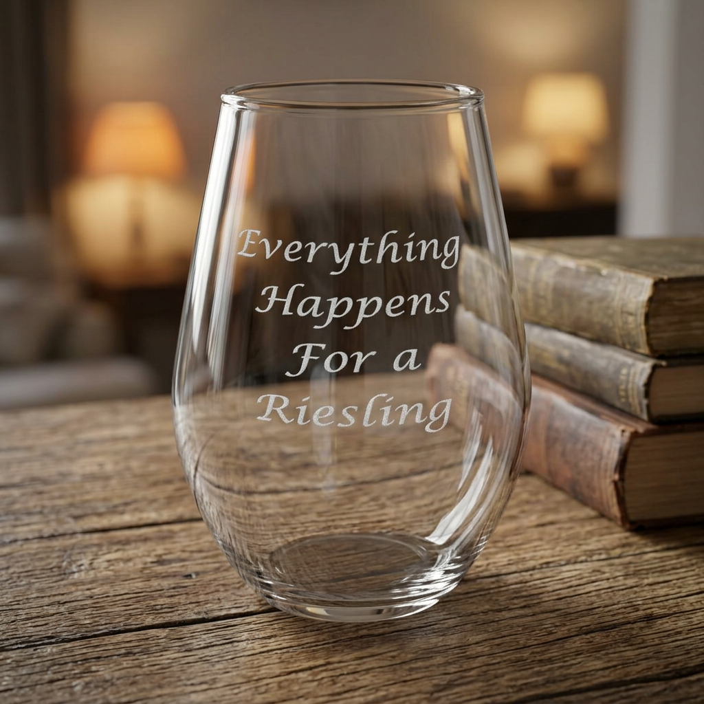 Engraved Stemless Wine Glass — 11.5oz Sparkle Design