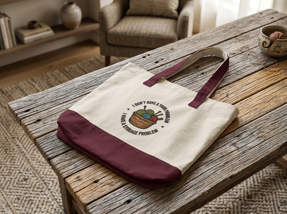 Canvas Tote Bag — "I don't have a yarn problem"