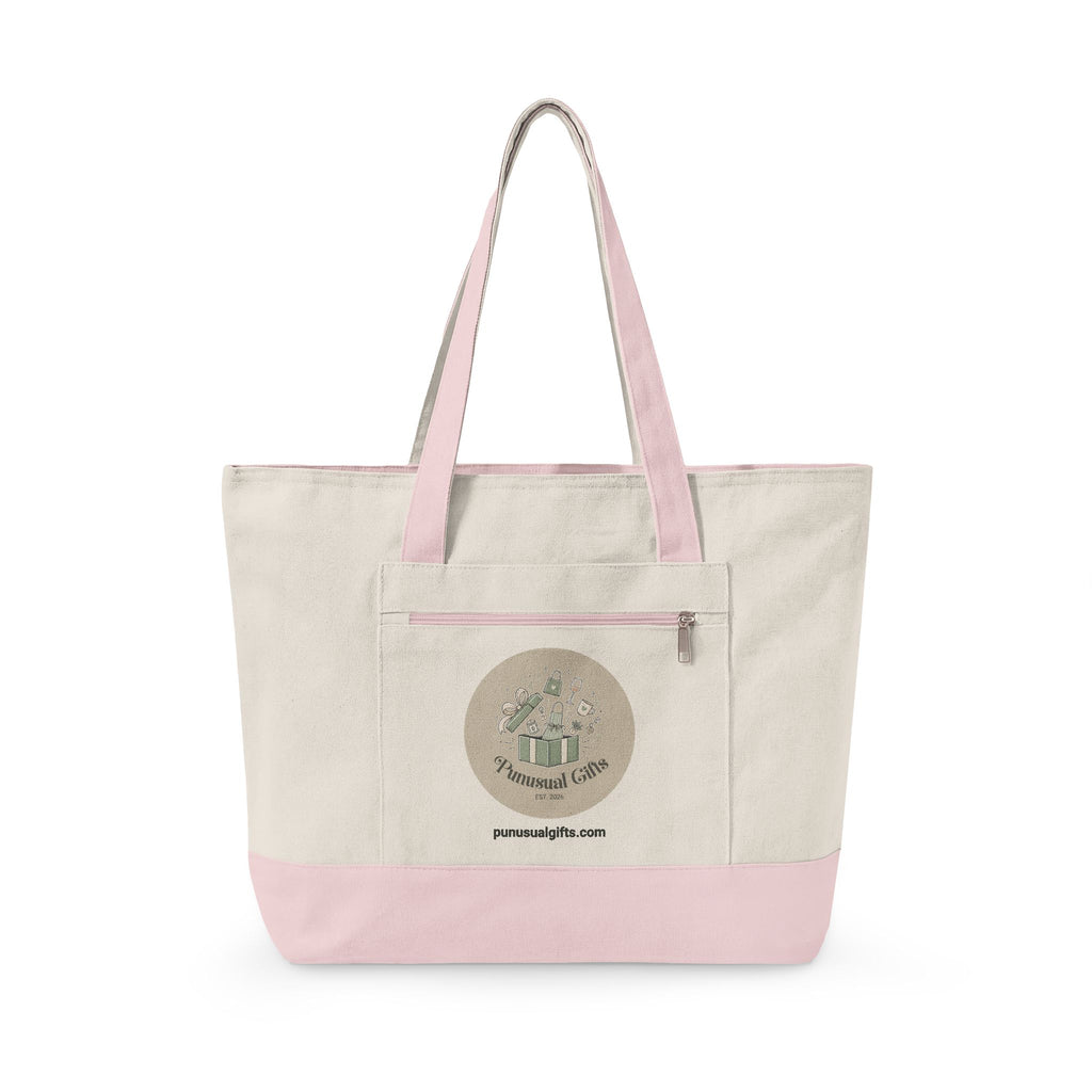 Zippered Canvas Tote - "Keep Calm and Carry Yarn"