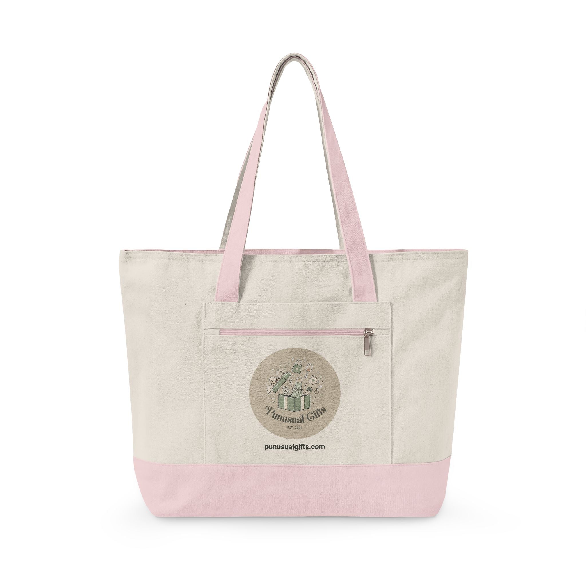 Zippered Canvas Tote - "Keep Calm and Carry Yarn"