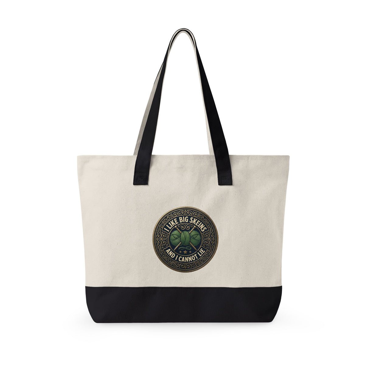 Zippered Canvas Tote - 'I like big skeins and I cannot lie'