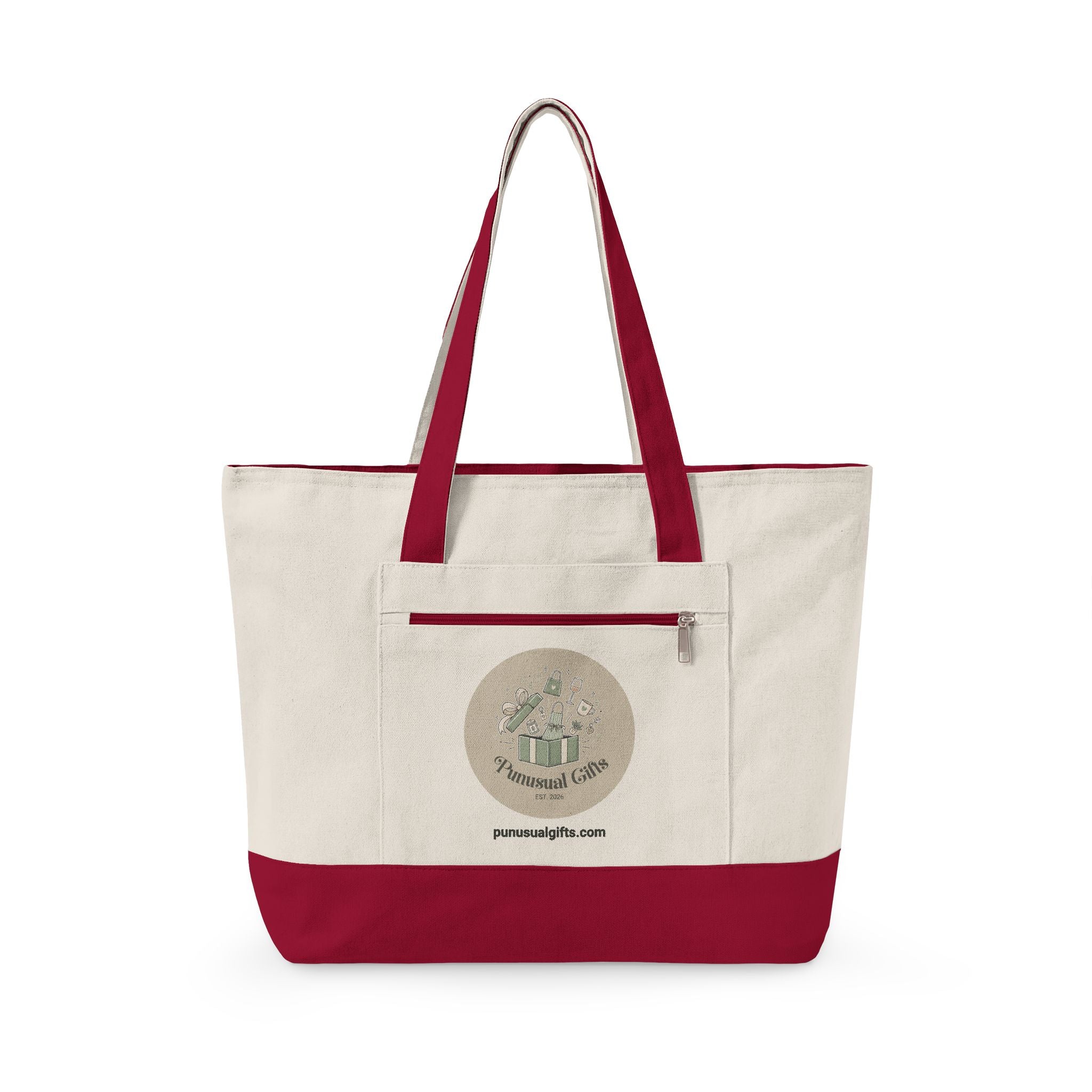 Zippered Canvas Tote - "Keep Calm and Carry Yarn"