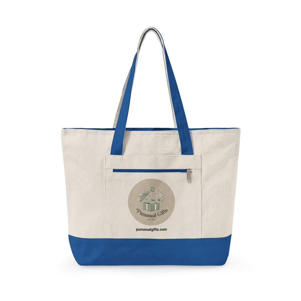 Zippered Canvas Tote - "Keep Calm and Carry Yarn"