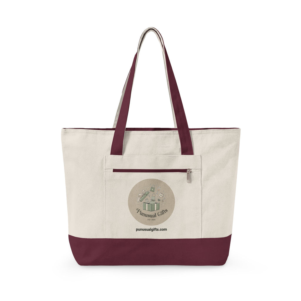 Zippered Canvas Tote - "Keep Calm and Carry Yarn"