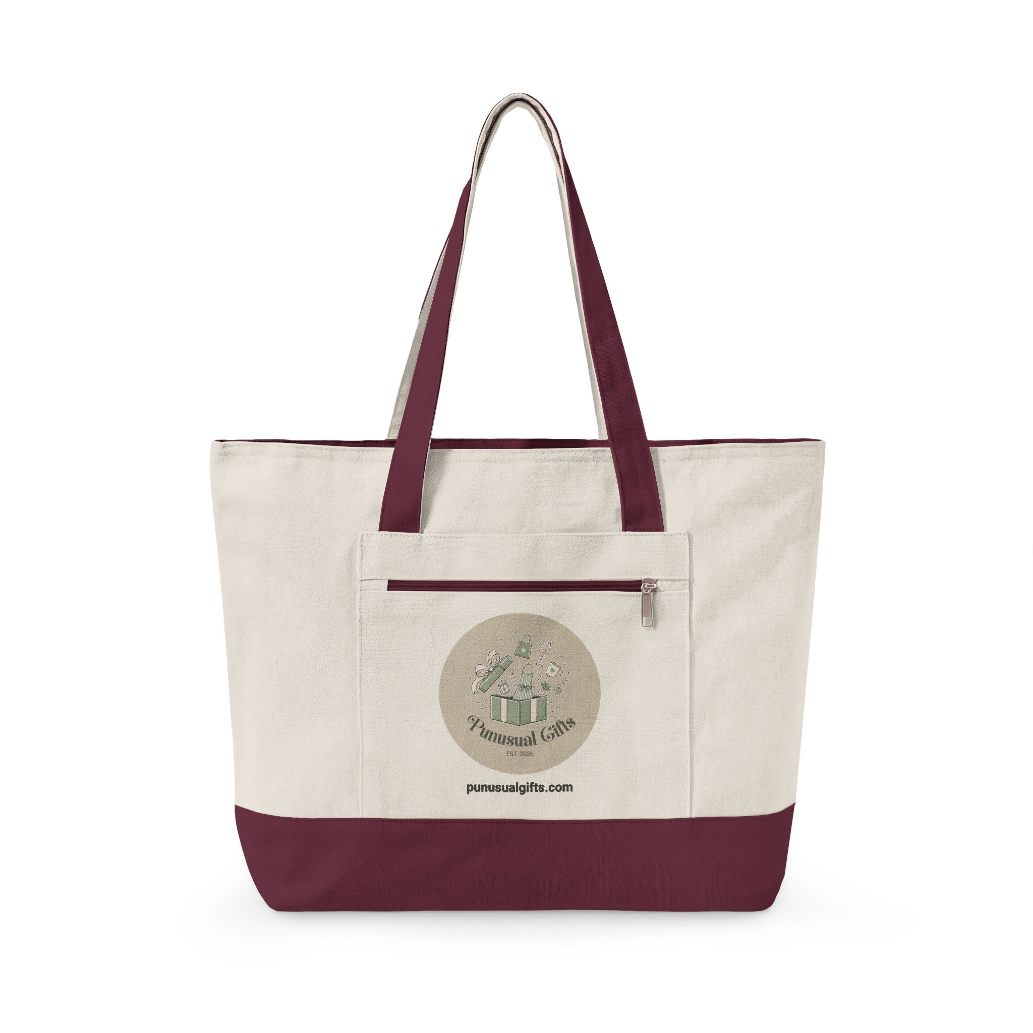 Zippered Canvas Tote - "Keep Calm and Carry Yarn"