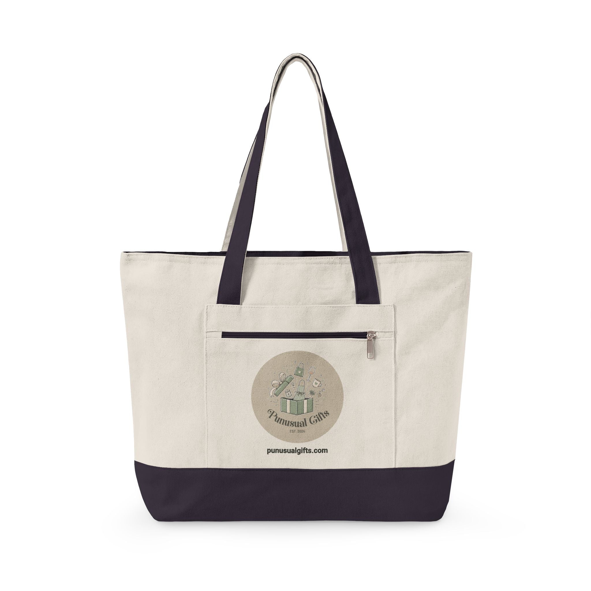Zippered Canvas Tote - "Keep Calm and Carry Yarn"